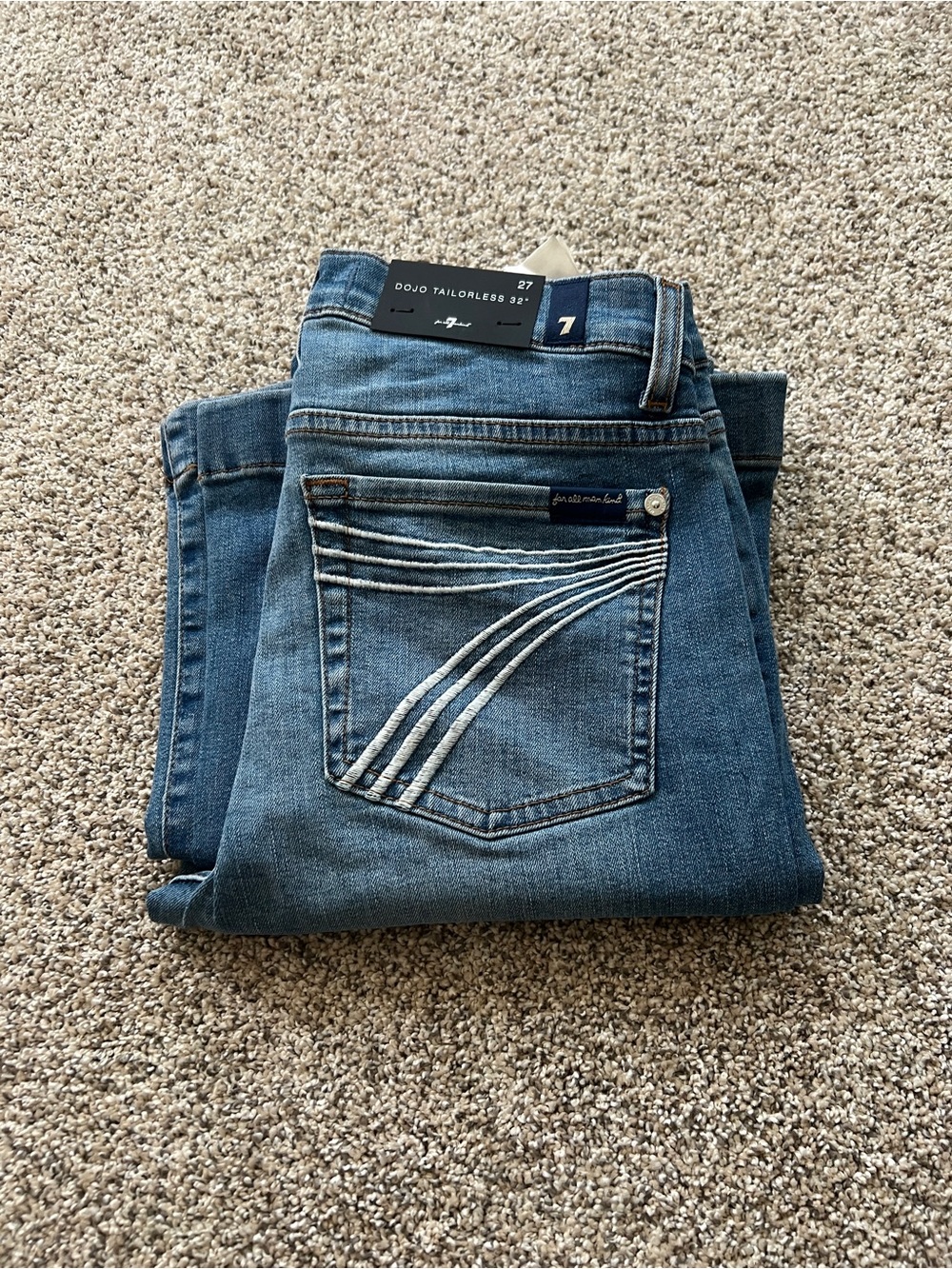 7 For All Mankind Women's Straight Leg Jeans in Medium Blue Denim